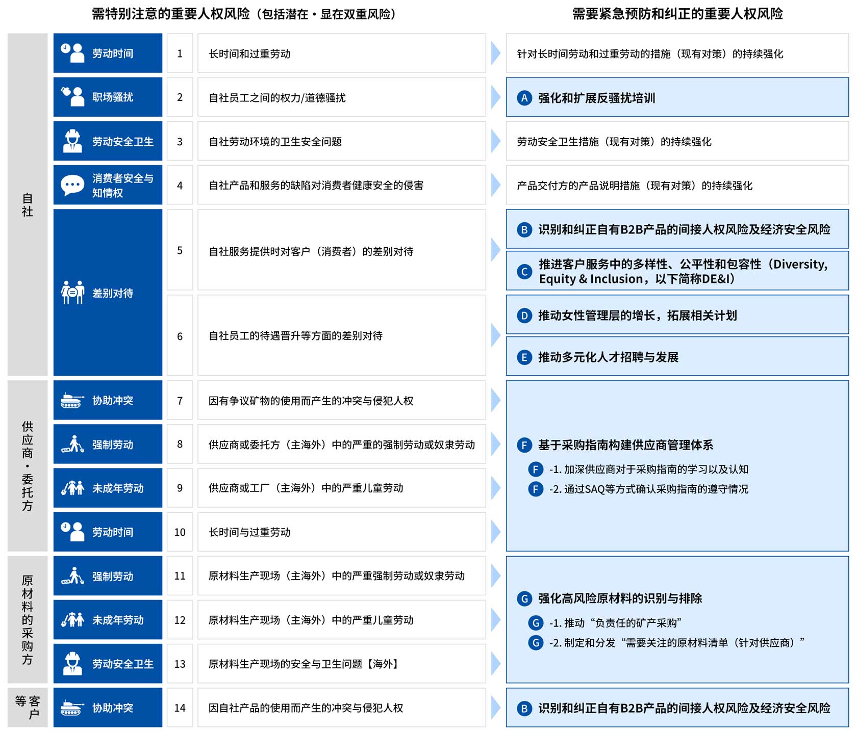 重要人权风险的确定和应对政策