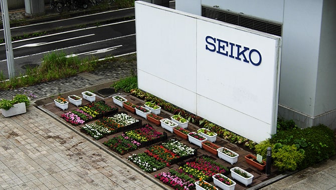 Flower beds created by employees