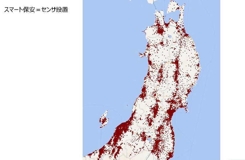 東北電気保安協会が管理している40,000箇所のキュービクルをマッピングした画面