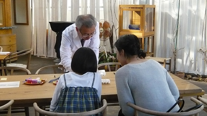 A scene from an accessory workshop