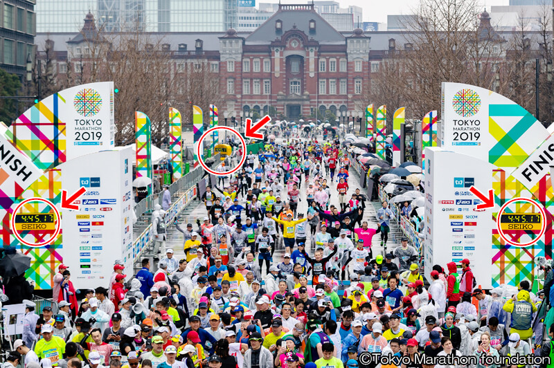 セイコー製のタイマーが実際に東京マラソンで使われている様子　写真