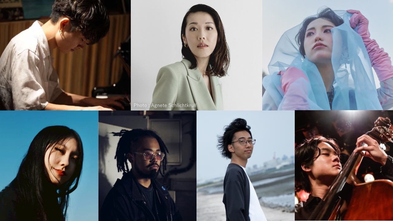 講師の挾間美帆さん、卒業生の草田一駿さん、小沢咲希さん、治田七海さん、中村海斗さん、布施音人さん、高橋陸さんの写真