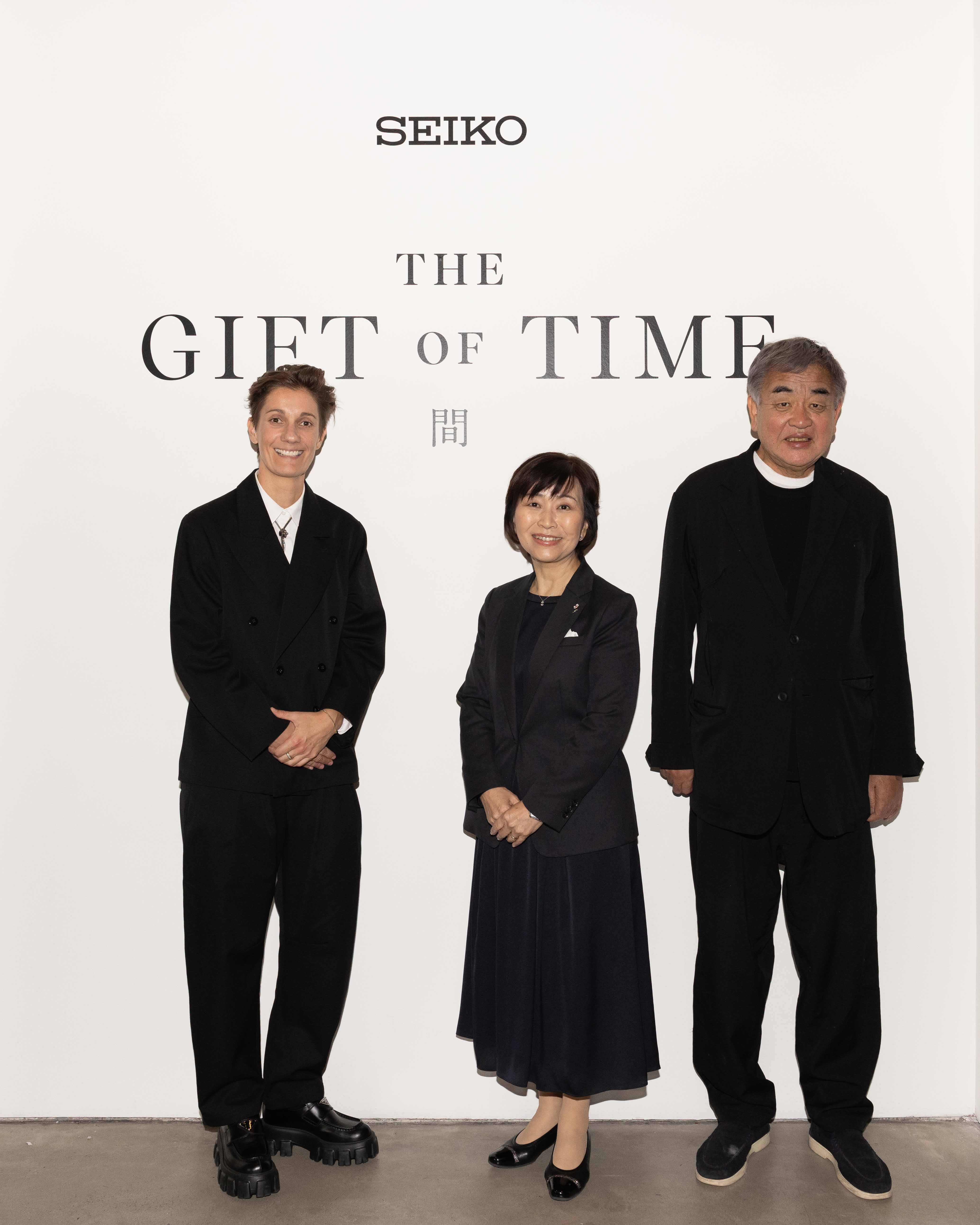左からPaula Chowles監督、当社・金川宏美、建築家の隈研吾氏
