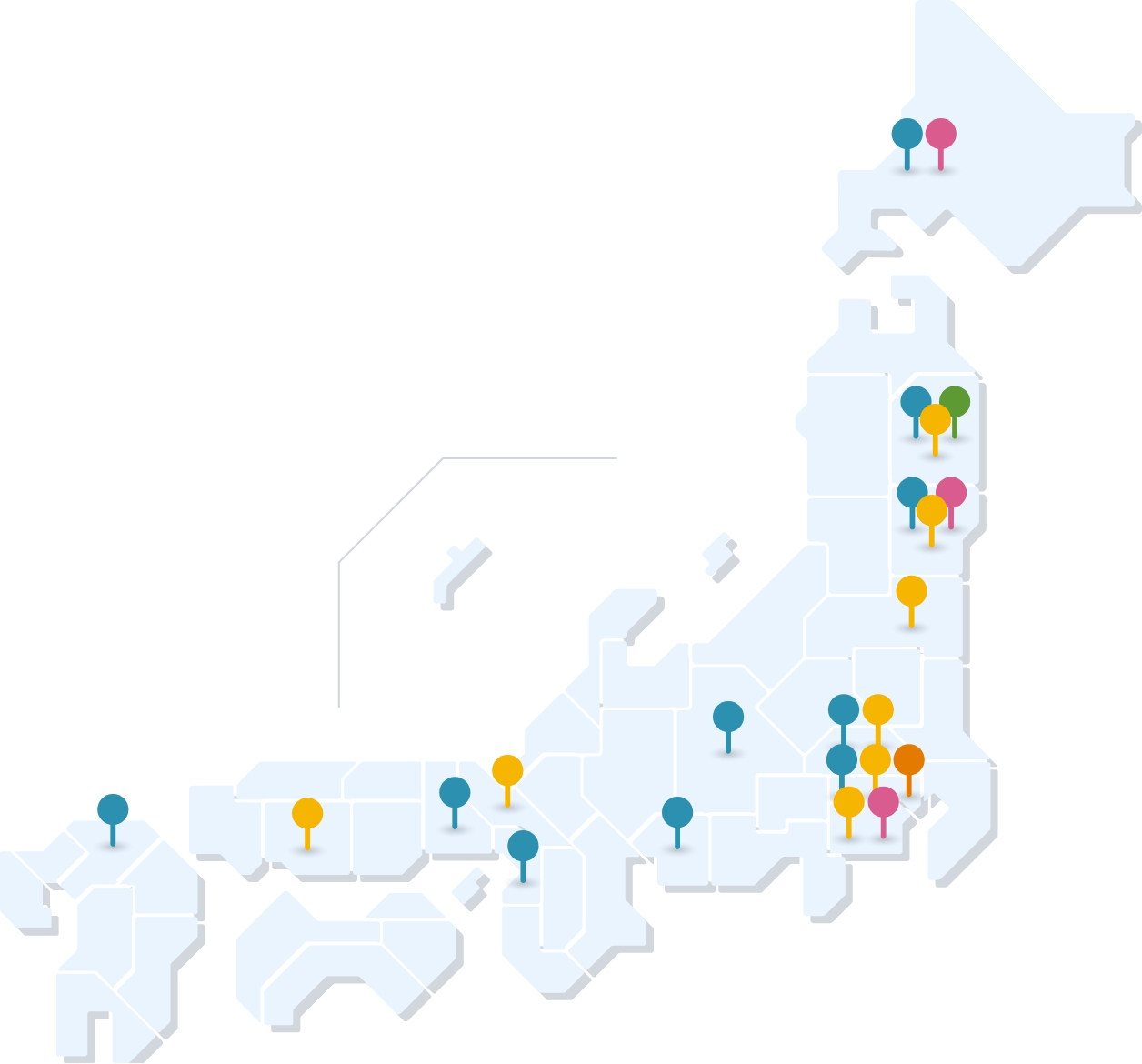 開催地にピン刺しされた日本地図